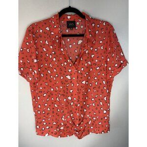 W5 Short Sleeved Red Animal Print Blouse Size M
